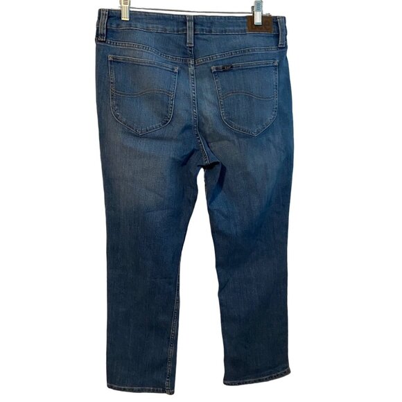 Lee Women Regular Fit Straight Leg Mid Rise Med Wash Jeans Denim Size14p Petite - Picture 2 of 10